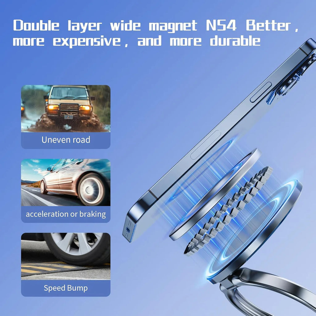 Magnetic Phone Holder (Upgraded 360° Vacuum Suction) Metal Arm Foldable for Car Dashborad & Windsheild/Gym/Mirror/Shower