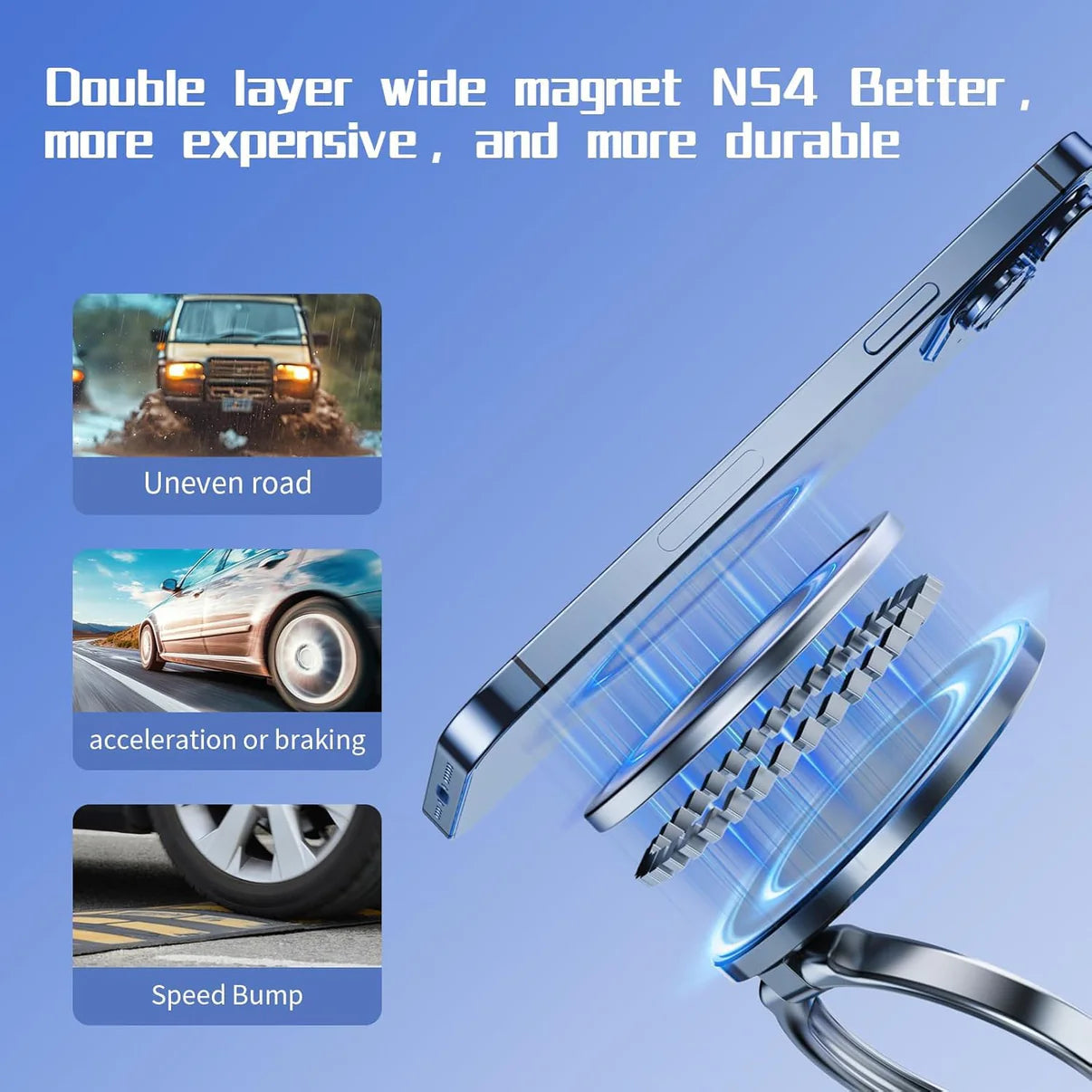 Magnetic Phone Holder (Upgraded 360° Vacuum Suction) Metal Arm Foldable for Car Dashborad & Windsheild/Gym/Mirror/Shower