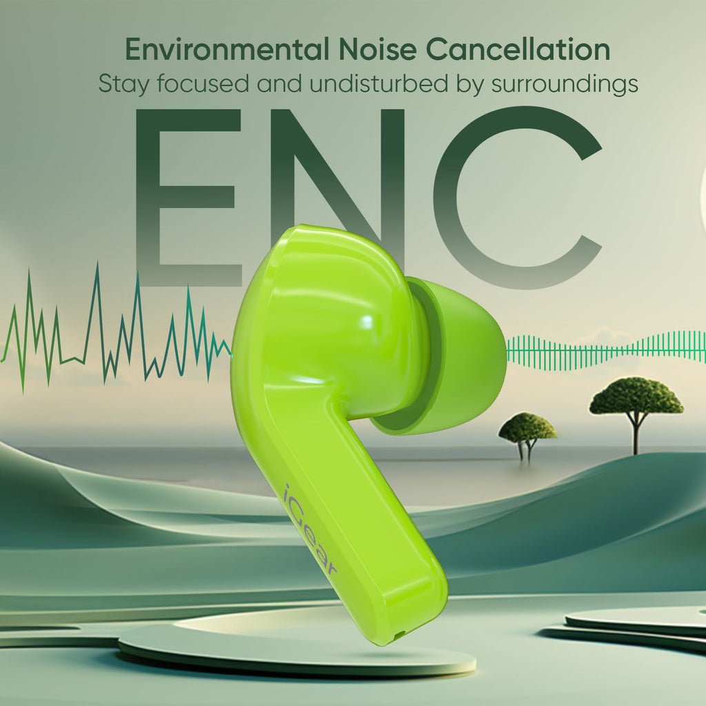 Crystal Wireless Earbuds, 30 Hrs+ Playtime, Transparent Charging Case and LED Digital Display, 14mm Drivers, ENC Noise Cancelling, Touch Control, Google Assistant and Siri Support